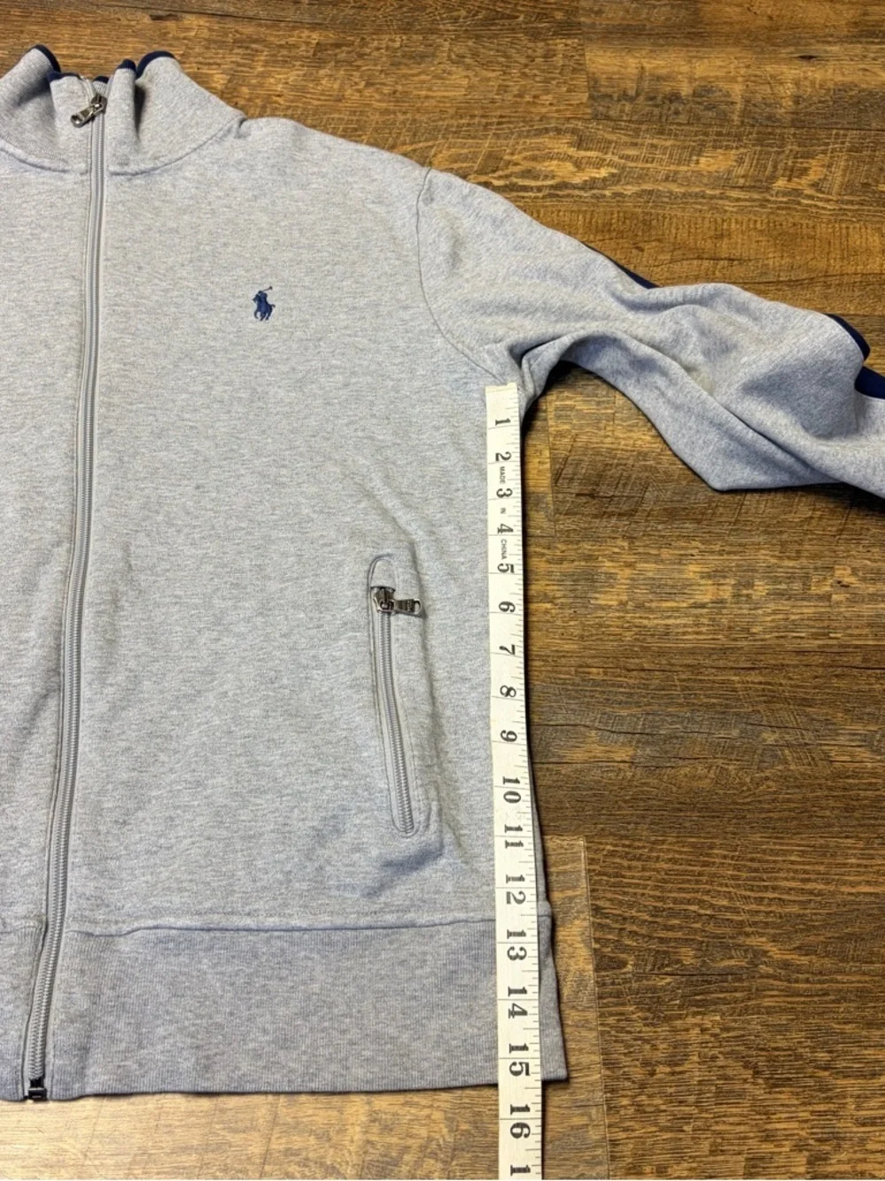 Polo Ralph Lauren Zip Sweatshirt Mens Medium Gray Mock Neck Logo Jacket Casual